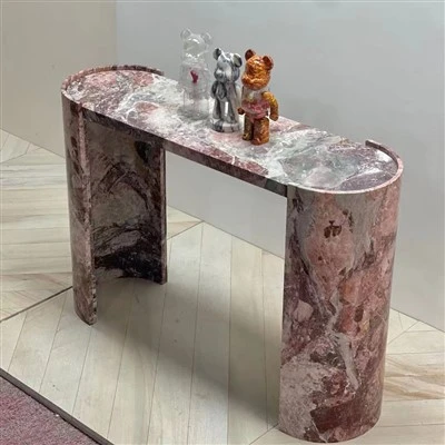 ヴィンテージピンク大理石コンソールテーブル